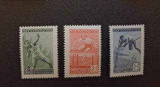 JUEGO JUEGOS BALCANES PROYECTADOS YUGOSLAVIA 1948 LHM SG 591 593.