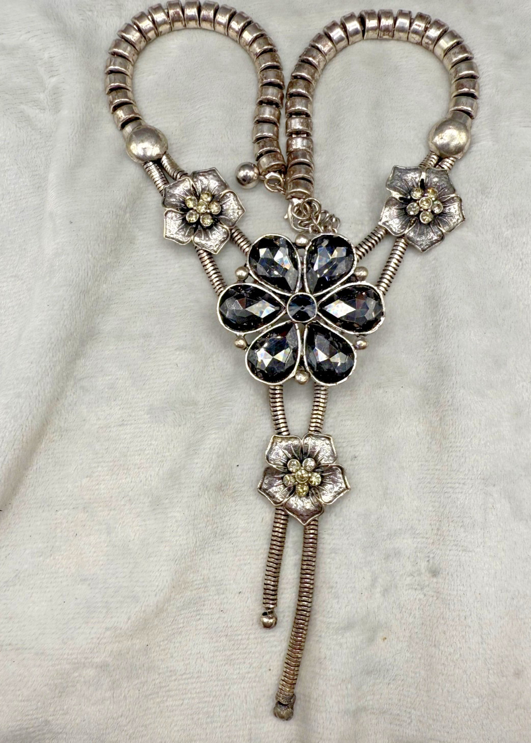 Rhinestone Statement Necklace Flower Rhinestones … - image 1