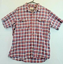 Redhead  Red Plaid Short Sleeve Button Front Shirt  Mens XL