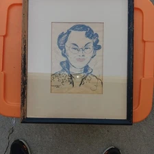 Set Of Two Framed Caricatures Signed By Wolo. Age And Wear Shows.