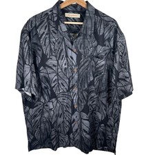Tommy Bahama Mens XL Black Yellow Monstera Leaf Print 100 Silk Shirt Set of 2