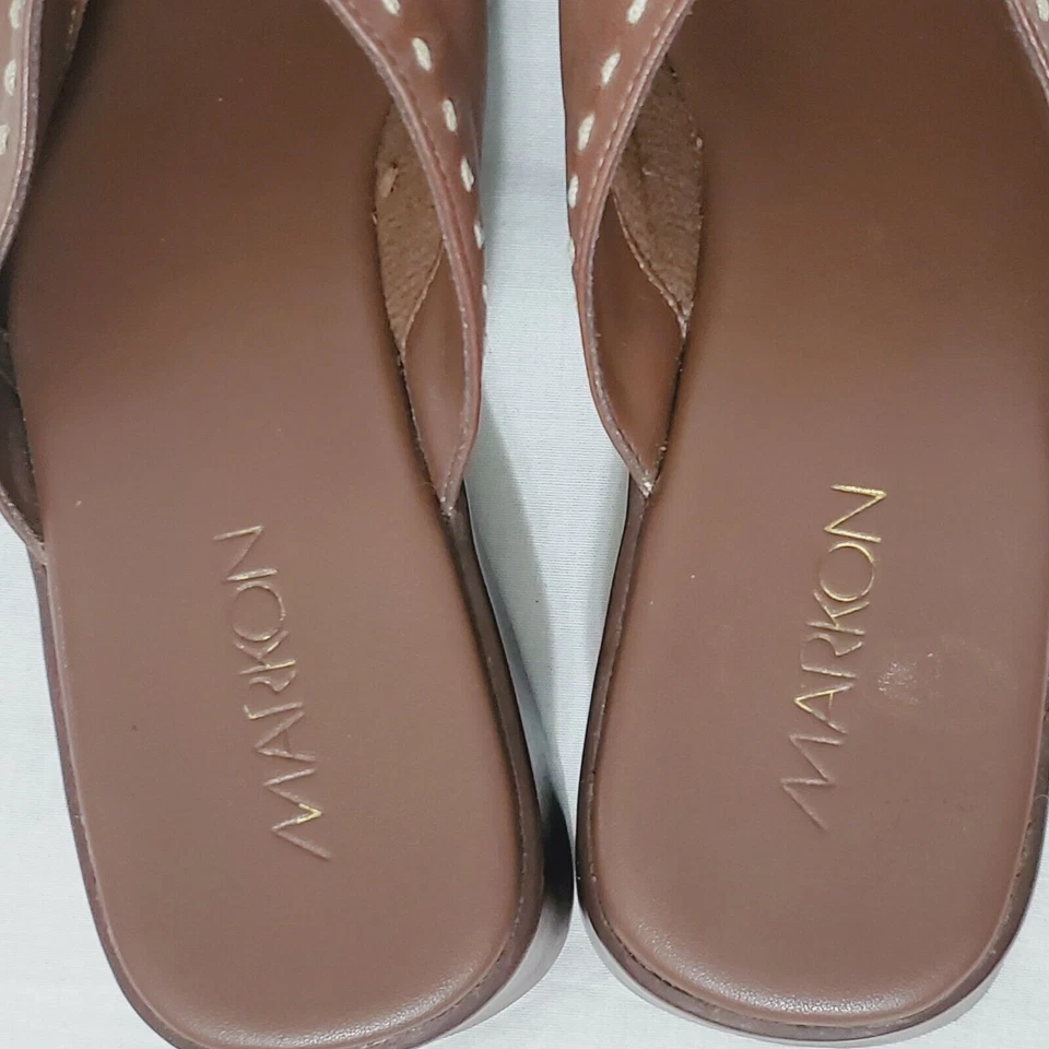 Sandalia de cuña Markon Slides Mula cuero marrón talla 8 Foto 4 de 4
