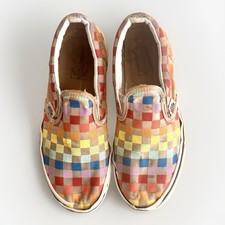 Vans Classic Slip-On Rainbow Checkerboard Sneakers Youth 3 Unisex