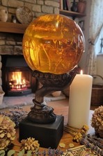 Large Amber Seerball with StandFor Divination Tool Scrying Alter Work