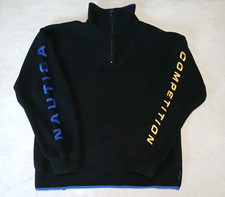 Vintage Nautica Competition Sweatshirt L Fleece Quarter-Zip Spellout 90s USA Exc