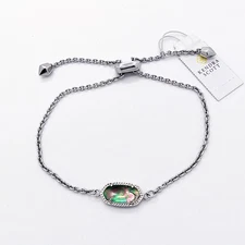 New Kendra Scott Elaina Silver Adjustable Chain Bracelet In Abalone Shell
