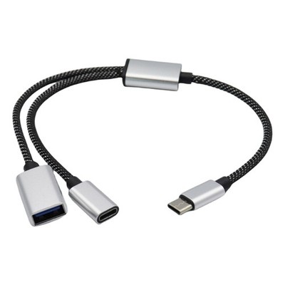 USB C Male to Type C+USB Female Extension Cable USB C Extension Cable Data Power