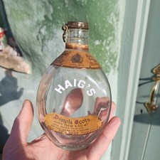 Vintage dimple whisky bottle / 16cm tall