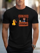 Men's Summer Fashion Graphic T-Shirt - Ice Fresh Lemonade Print, Casual Crew Ne