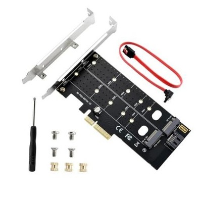 Dual M.2 PCIE Adapter NVME/NGFF to PCIE X4 Expansion Card 32Gbps M.2 NVME/SATA