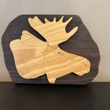 Handcrafted Wood Moose Wall Art Plaque Rustic Cabin Decor 8"x10"