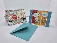 Snoopy Cards & Envelope Sets Of 4 Blank Thank You And "Hiya". Hallmark Peanuts  