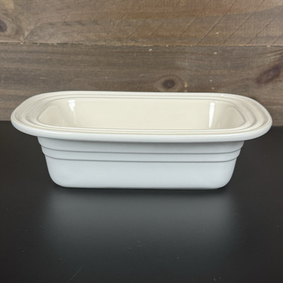 Le Creuset Deep Dish Loaf Baking Pan Bread Meatloaf White Stoneware 