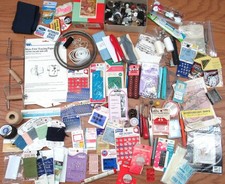 Lot Vtg Sewing Notions tools Needles Buttons thread hooks elastic Patches snaps