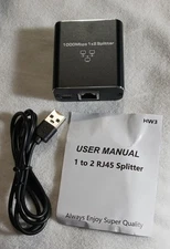 Ethernet Splitter RJ45 Gigabit 1000Mbps LAN Network Internet 1 to 2 Out Adapter