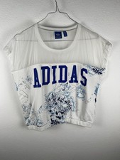 Adidas Women's Tank Top White Blue Size XS Sporty Streetwear
