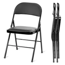 2 Pack Folding Chairs Commercial Event Seat Indoor Outdoor for Parties Black