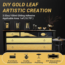 Gilding Adhesive Set 3.53Oz/100Ml Water Based Varnish Gold Leaf Champagne Foil