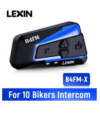 LEXIN LX-B4FM-X Motorcycle Bluetooth Intercom 10 Riders FM Headset