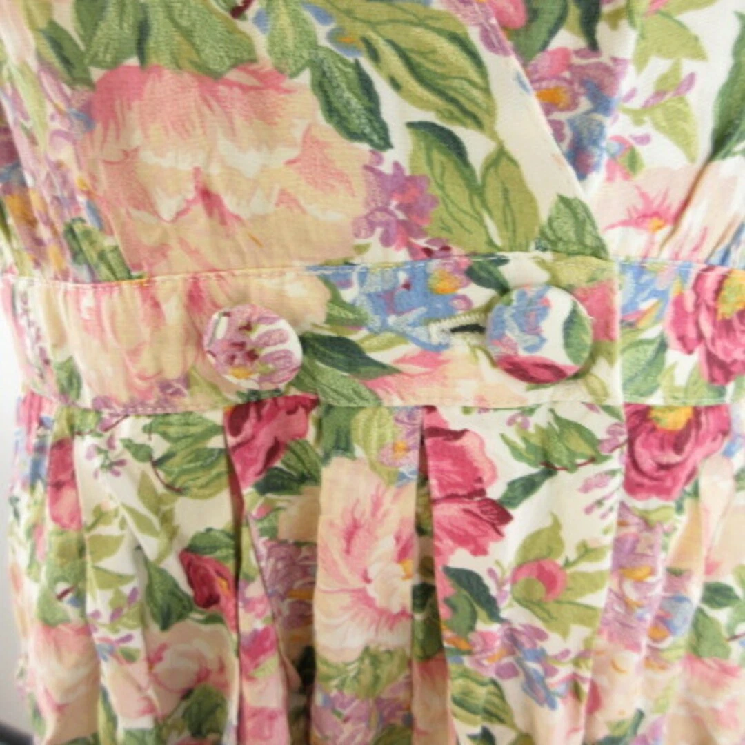 OFF WHITE Abito R.J.STEVENS lunghezza media senza maniche floreale bianco sporco bianco rosa 6*T420