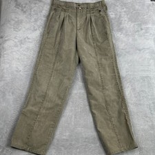 VTG Gitano Pleated Canvas Trousers 33 Olive Green Men 90s Streetwear Gorpcore