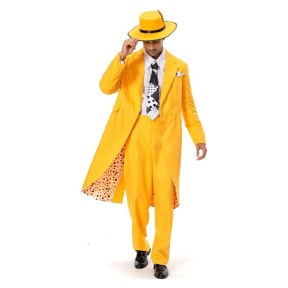 Traje Amarillo Carrey Disfraz Cosplay Hombres Uniforme Trajes Halloween Foto 4 de 4