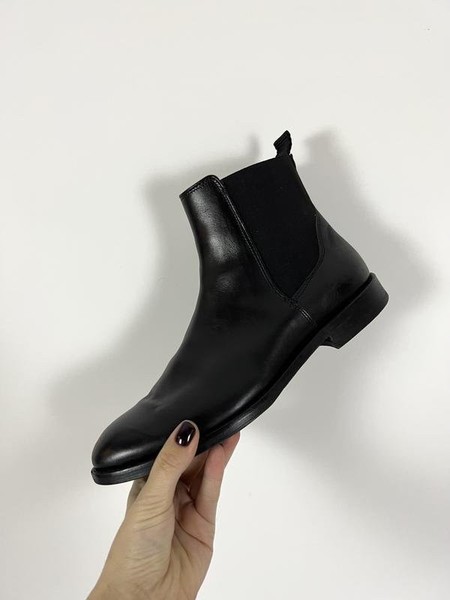 Women Navyboot Boots Black Leather 38 #B9HI