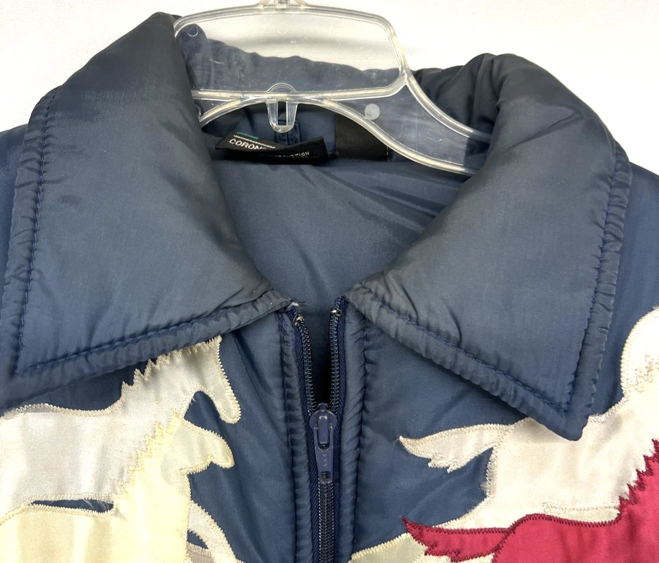 复古 20 世纪 70 年代/80 年代蓝色西部松饼夹克带马袖解压缩小号 — 第 3/4 张图片