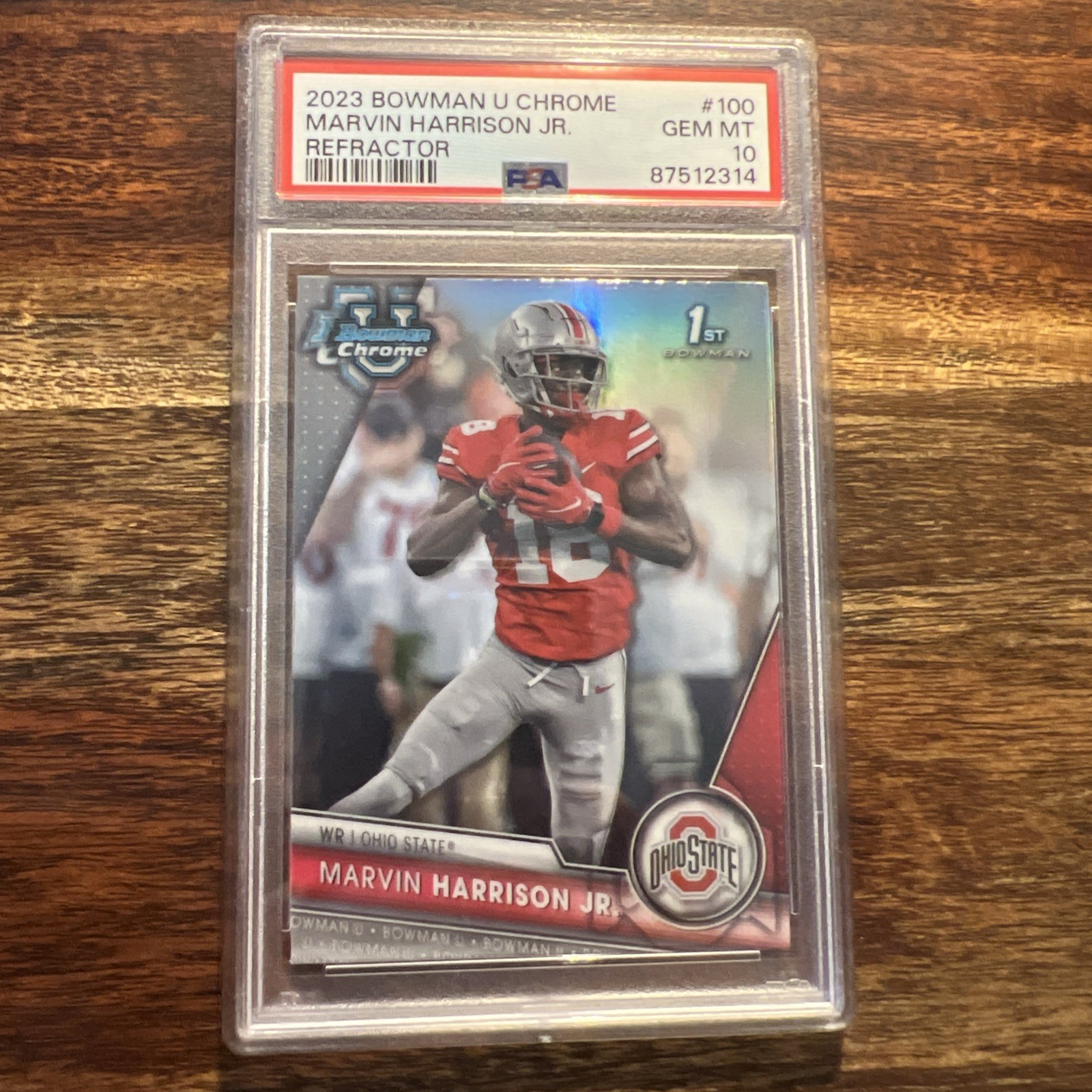 2023 Bowman U Chrome Refractor #100 Marvin Harrison Jr PSA 10 Gem Mint Rookie
