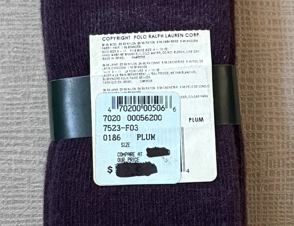 Calcetines hasta la rodilla de mujer de mezcla de lana de cachemir Lauren Ralph Lauren de colección ciruela talla 9-11 nuevos en stock Foto 4 de 4