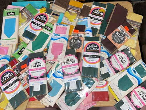 Vtg Large Lot 59+ Sewing Trim Bias Seam Binding Hem Facing Tape Lace NEW+USED