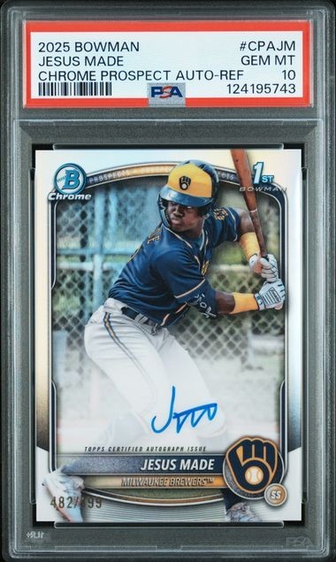 JESUS MADE 2025 BOWMAN CHROME AUTO TRUE REFRACTOR /499 PSA 10 GEM #CPAJM
