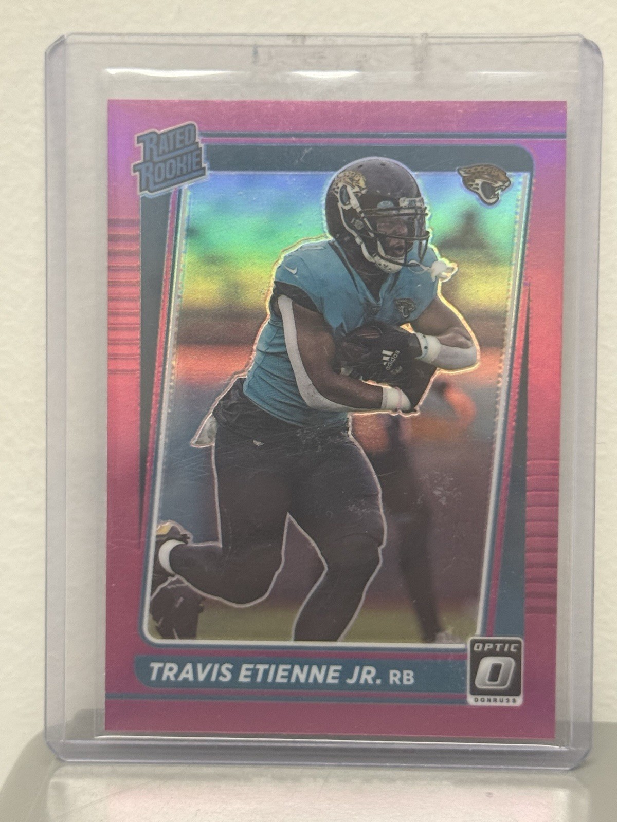 2021 Panini Donruss Optic - Rated Rookie Travis Etienne #214 Pink Prizm (RC)