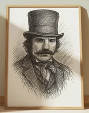 BILL THE BUTCHER GANGS OF NEW YORK DRAWING PORTRAIT SKETCH PRINT WALL ART