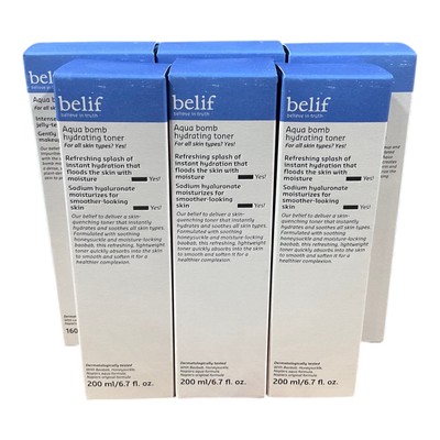 6-Pack Belif Aqua Bomb Jelly Cleanser 5.4 Oz & Hydrating Toner 6.75 Oz Bundle