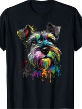 Miniature Schnauzer Dog Face Graphic T-Shirt Colorful Pet Lover Tee