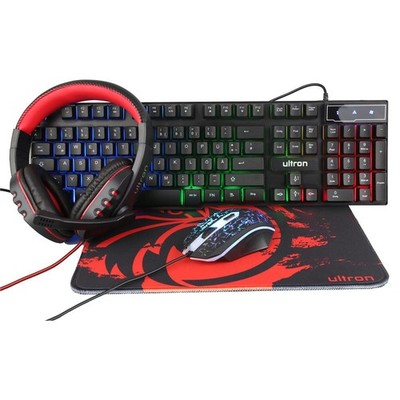 ultron HAWK 4in1 Gaming Set Maus Tastatur Headset XXL Mauspad LED Beleuchtung