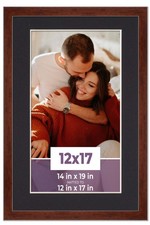 12x17 Frame Walnut With Black Picture Mat For 12x17 Photo - Walnut 14x19 Frame T