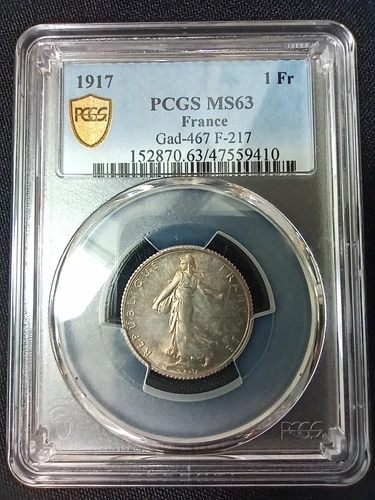 1917 France 1 Franc Semeuse — photo from the most recent tracked eBay sale