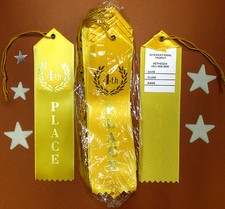 PACK of 25 FOURTH 4th PLACE Best Quality Award Ribbons Card/String 2x8 FAST SHIP