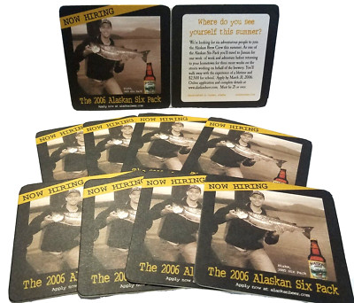 Alaskan Brewery 2006 Now Hiring Salmon Lot of 10  Beer Coasters 4'' x 4''