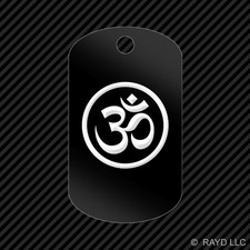 Om Symbol Keychain GI dog tag engraved many colors yoga aum 2