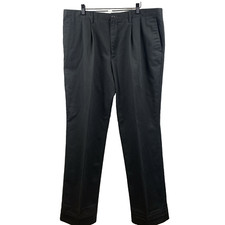 DOCKERS Chino Pants Men's Sz 38 x 32 32.5 Black D3 Pleated Front Cotton Office
