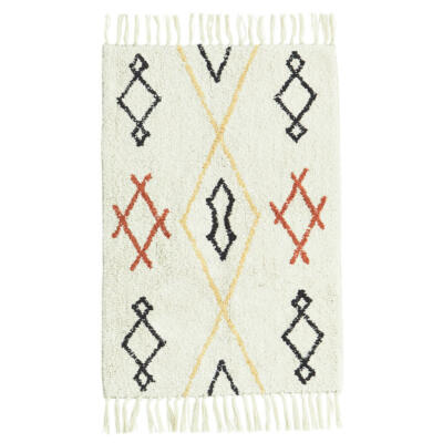 Teppich Läufer Fransen Baumwolle rechteckig 90 x 60 cm Ethno Boho Madam Stoltz