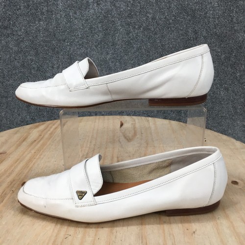 Liz Claiborne Shoes Womens 8 M Loafers White Leather Casual Slip On Flat Comfort - Picture 1 of 10