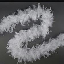 65 grams chandelle feather boa white with silver tinsel