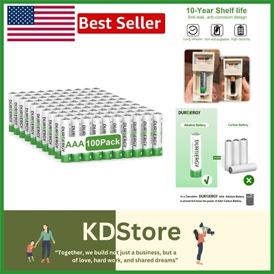 1200mAh AAA Battery Pack: 100 Alkaline Batteries with 10- Storage Life