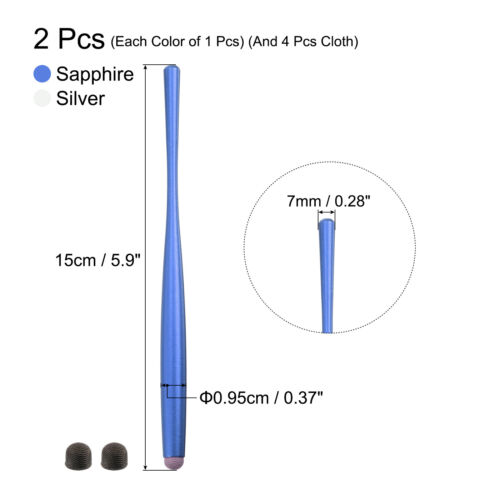 Stylet 2 pièces pour écrans tactiles stylet fin capacitif bleu argent - Photo 2 sur 7