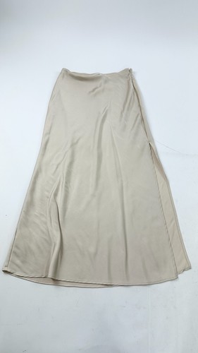Abercrombie & Fitch Skirt Womens Small Beige Maxi High Thigh Slit Lined Side Zip