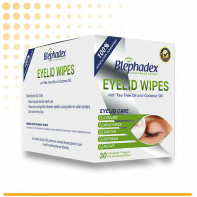 Blephadex Eyelid Wipes with Tea Tree and Coconut Oil dr recommended Package of 3